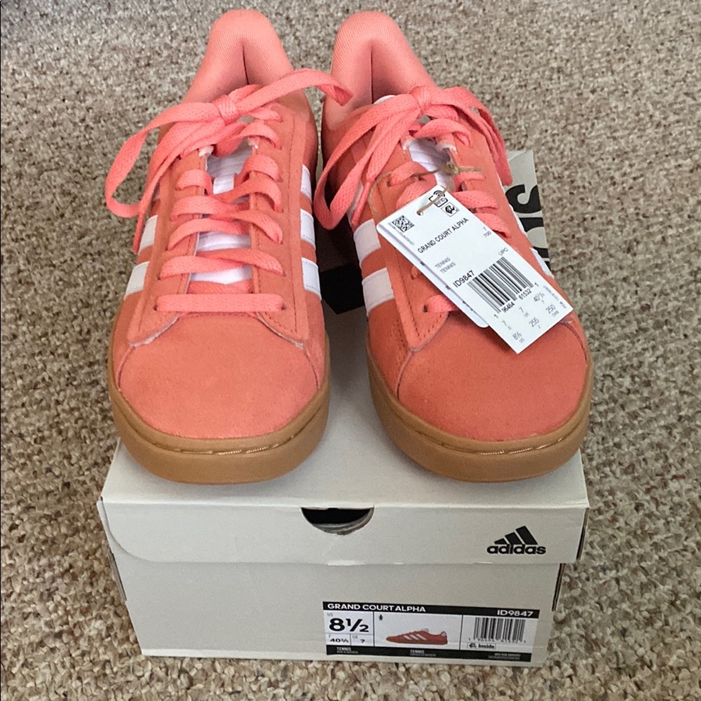 Adidas Grand Court Alpha Sneakers - Coral and Brown